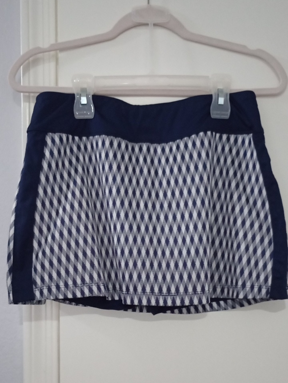Fila Navy and White Diamond-Print Circle Skirt